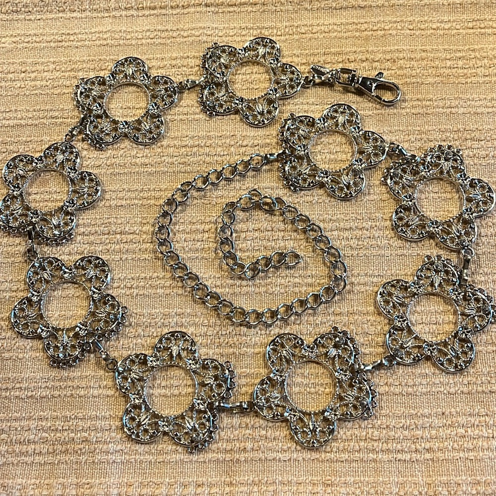 Y2K Whimsigoth Flower Chain Belt
